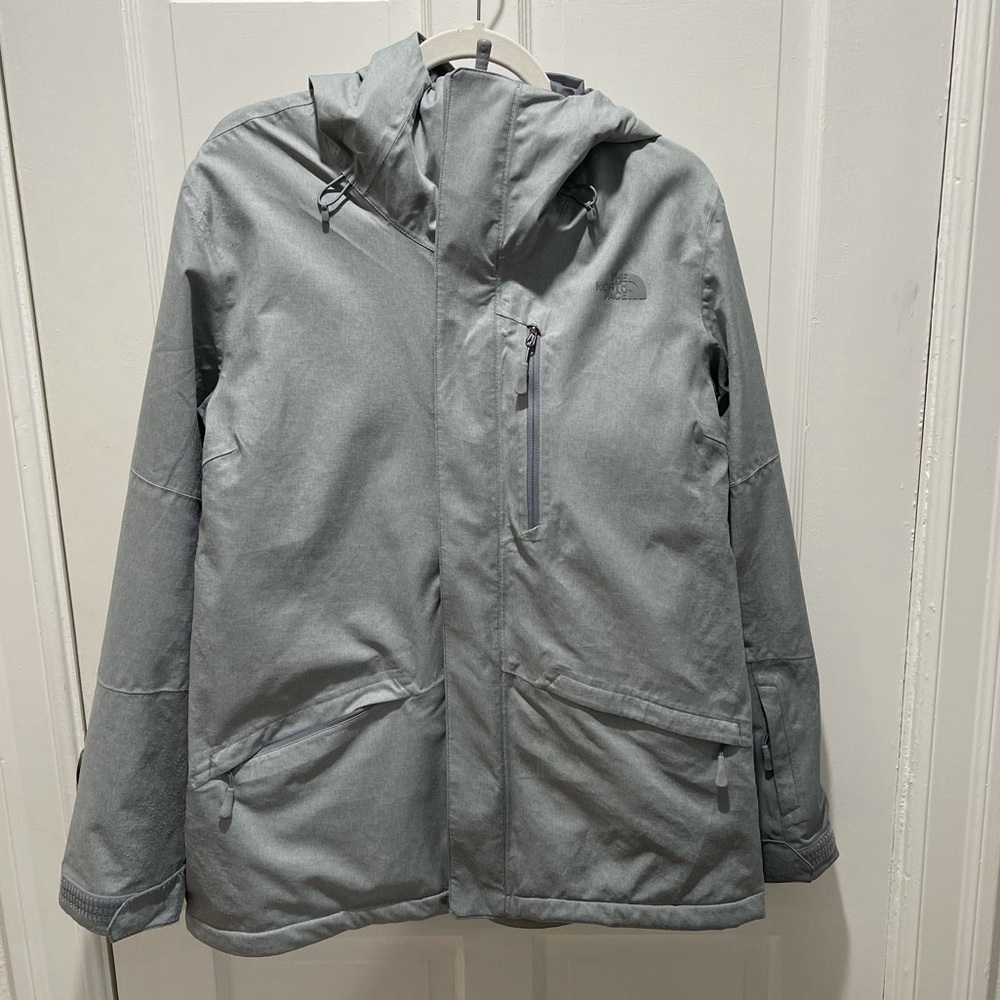 Grey north face hard shell jacket